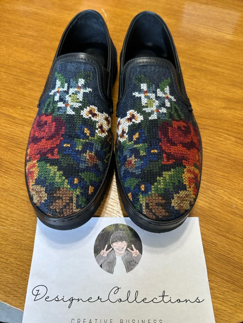 Dolce & Gabbana Men's Floral Needlepoint Slip-On Loafers - Black Multi